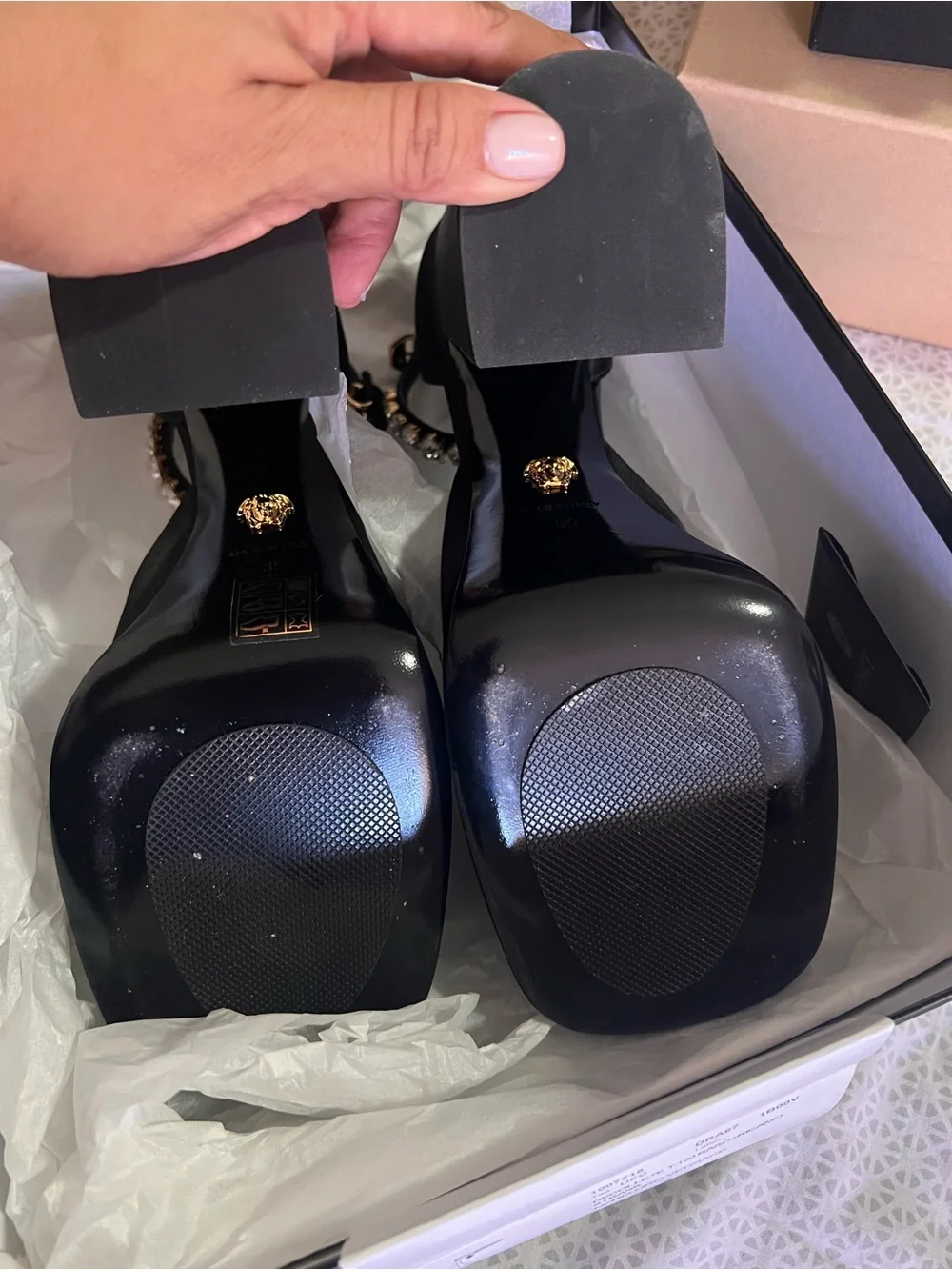 AUTHENTIC Versace Satin Crystal Embellishments D'Orsay Pumps 120mm size 39